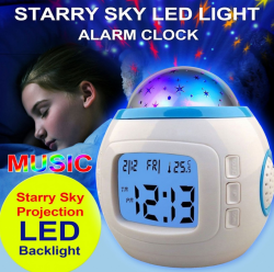 Настольные часы -проектор 7 в 1 "Звездное небо" Music And Starry Sky Calendar (часы, календарь, температура, будильник, таймер, ночник, 10 встроенных мелодий)